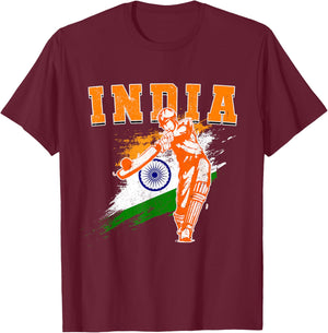 India Cricket Supporters Jersey | Bharath Cricket Fans T-Shirt - T-Shirt | Maroon