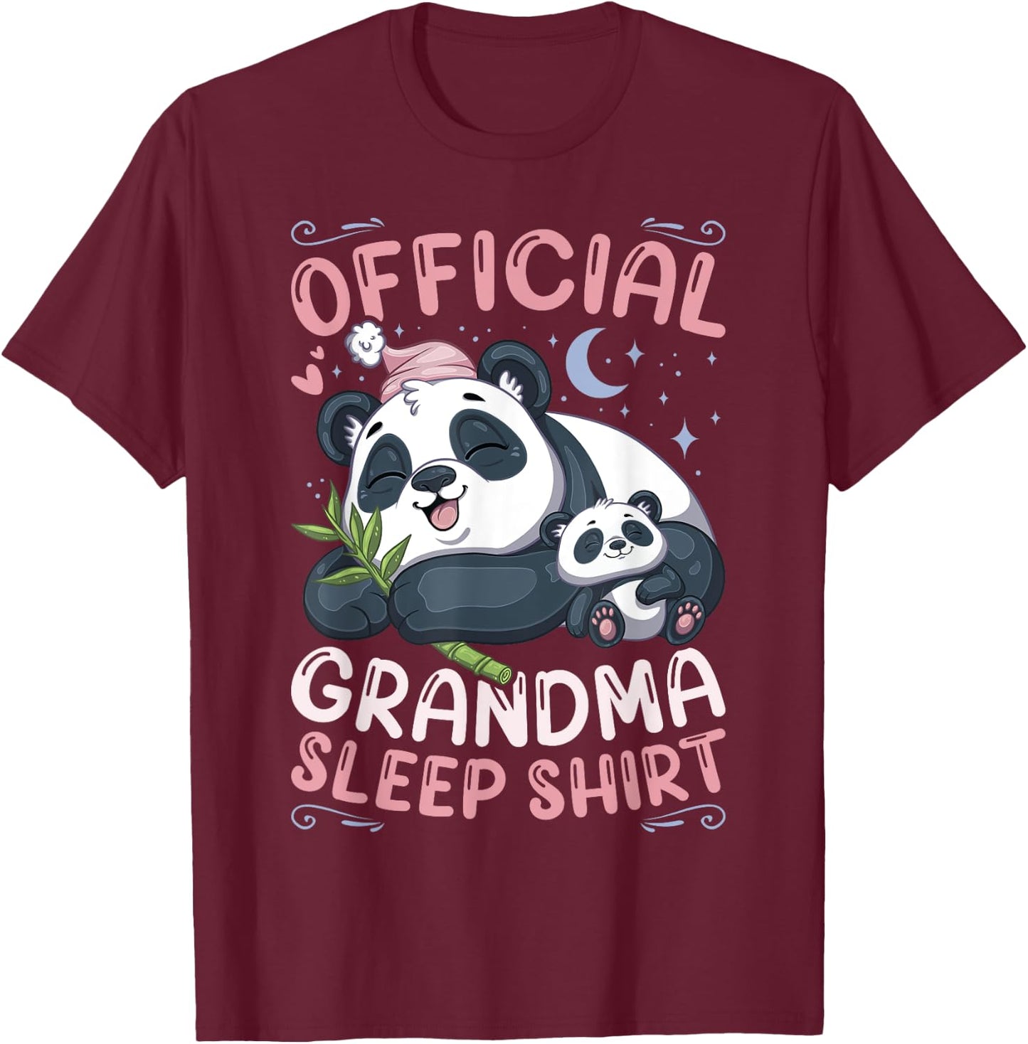 Grandmother Panda & Cub Official Grandma Sleep Shirt T-Shirt - T-Shirt | Maroon