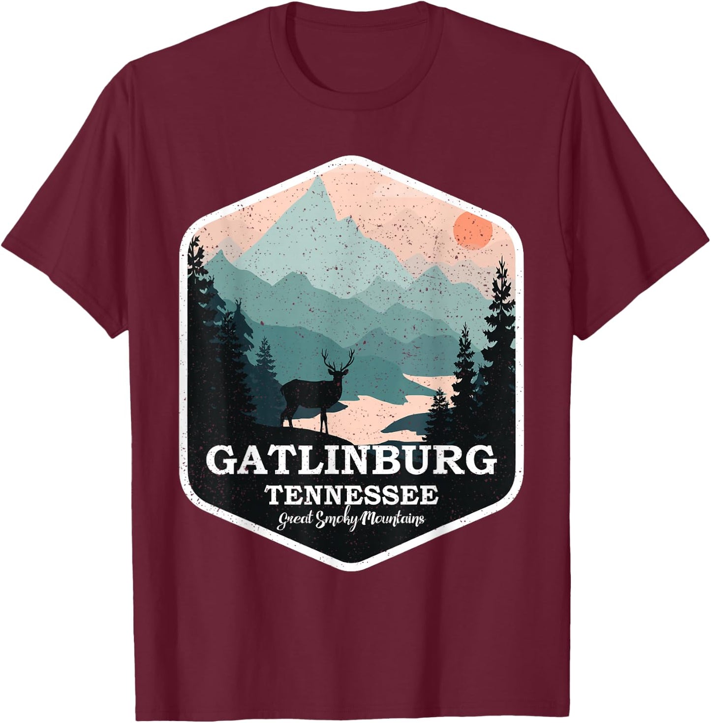 Gatlinburg Tennessee Great Smoky Mountains Hiking Souvenir T-Shirt - T-Shirt | Maroon