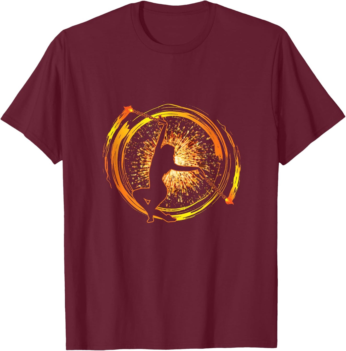 Fire Poi Performer Fire Dance Festival Pyro Lovers Dancers T-Shirt - T-Shirt | Maroon
