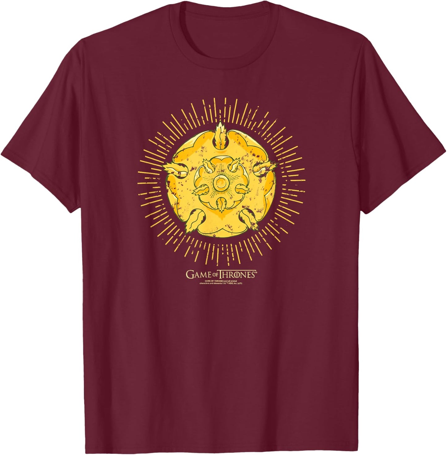 Game of Thrones Tyrell Burst Sigil T-Shirt - T-Shirt | Maroon