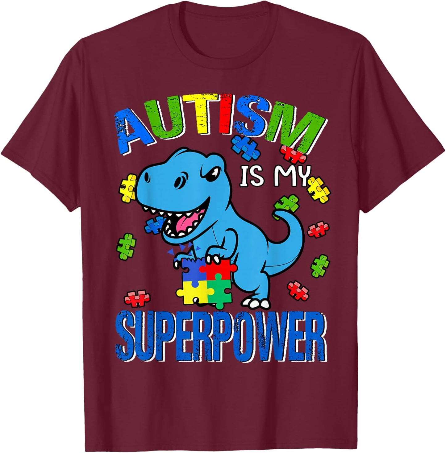 Autism Awareness Is My Superpower Kids Boys T-Shirt - T-Shirt | Maroon