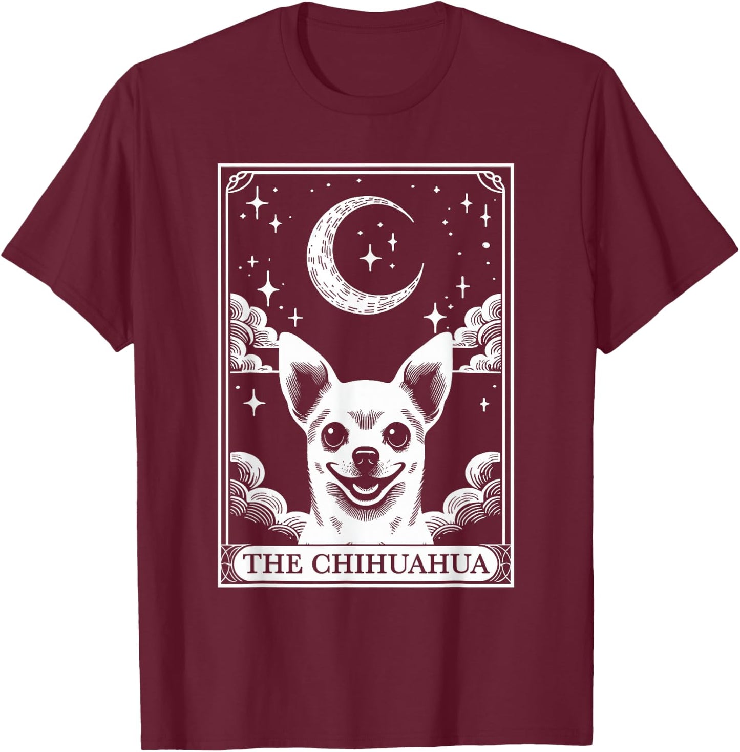 Tarot Card Vintage Crescent Moon Chihuahua Dog Mom T-Shirt - T-Shirt | Maroon