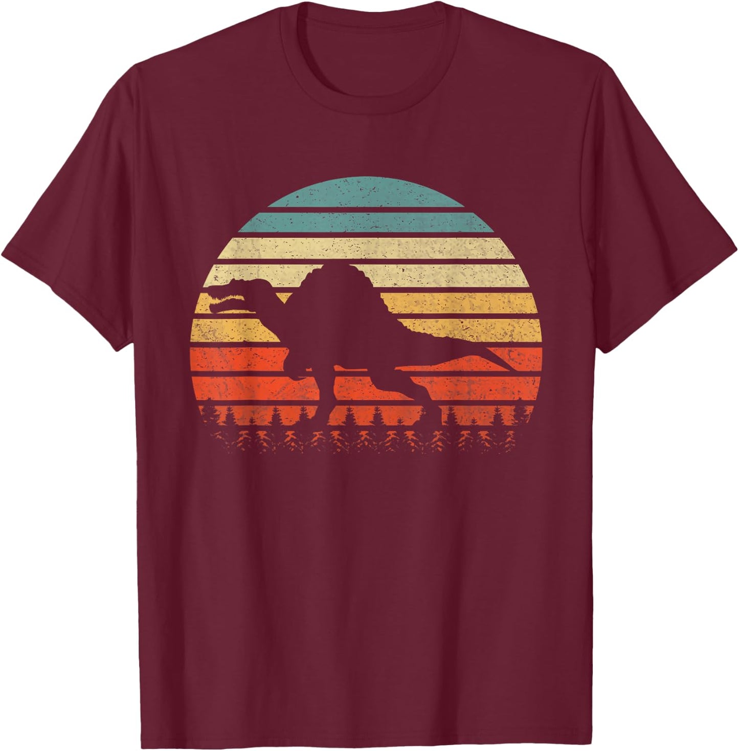 Vintage Spinosaurus Dinosaurus Sunset Retro T-Shirt - T-Shirt | Maroon
