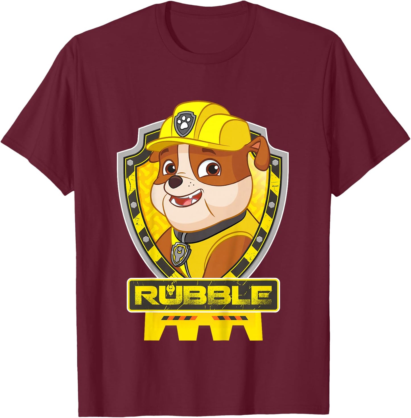 Paw Patrol Kids Rubble Adventurous Pup Bravery on Duty T-Shirt - T-Shirt | Maroon