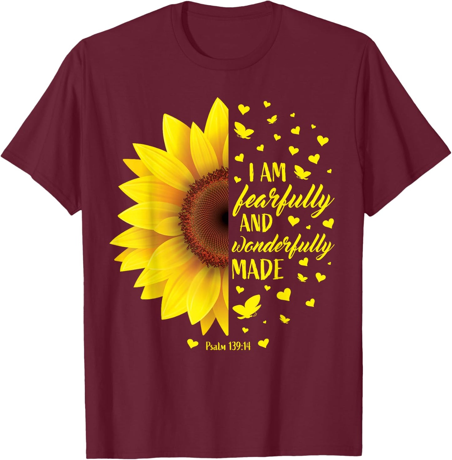 Christian Bible Verse Gifts Women Teen Girls Cute Sunflower T-Shirt - T-Shirt | Maroon