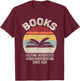Catch Some Rays Retro Book Helping Introverts Avoid Conversation Since 1454 Women's Black Short Sleeve Classic Fit T-Shirt - T-Shirt | Maroon
