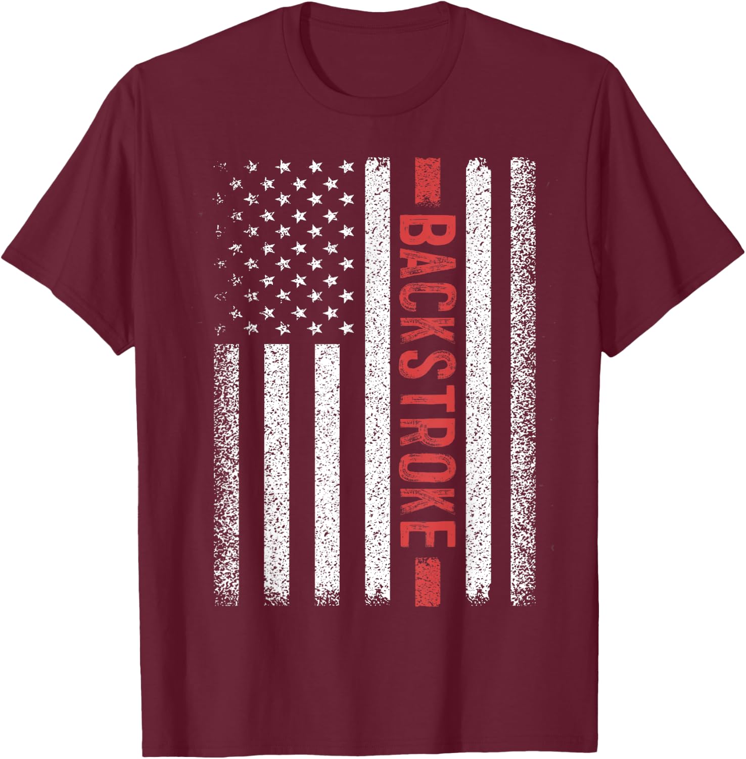 Backstroke American Flag 4th of July Back Crawl Swimmer T-Shirt - T-Shirt | Maroon