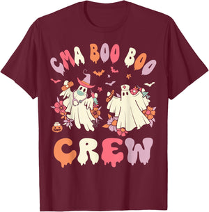 CMA Boo Crew Retro Halloween Ghost Nurse T-Shirt - T-Shirt | Maroon