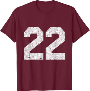 #22 Jersey Uniform Varsity Sports Number, 22nd Birthday T-Shirt - T-Shirt | Maroon