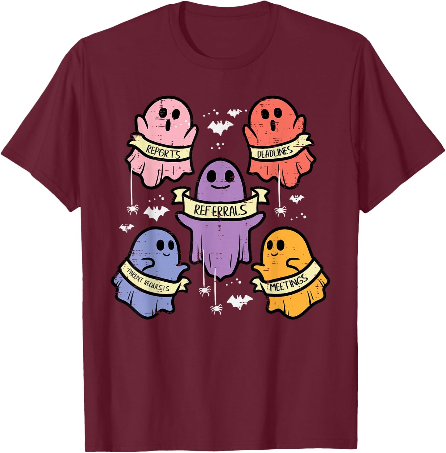 Halloween School Counselor Ghost Social Worker Costume Women T-Shirt - T-Shirt | Maroon