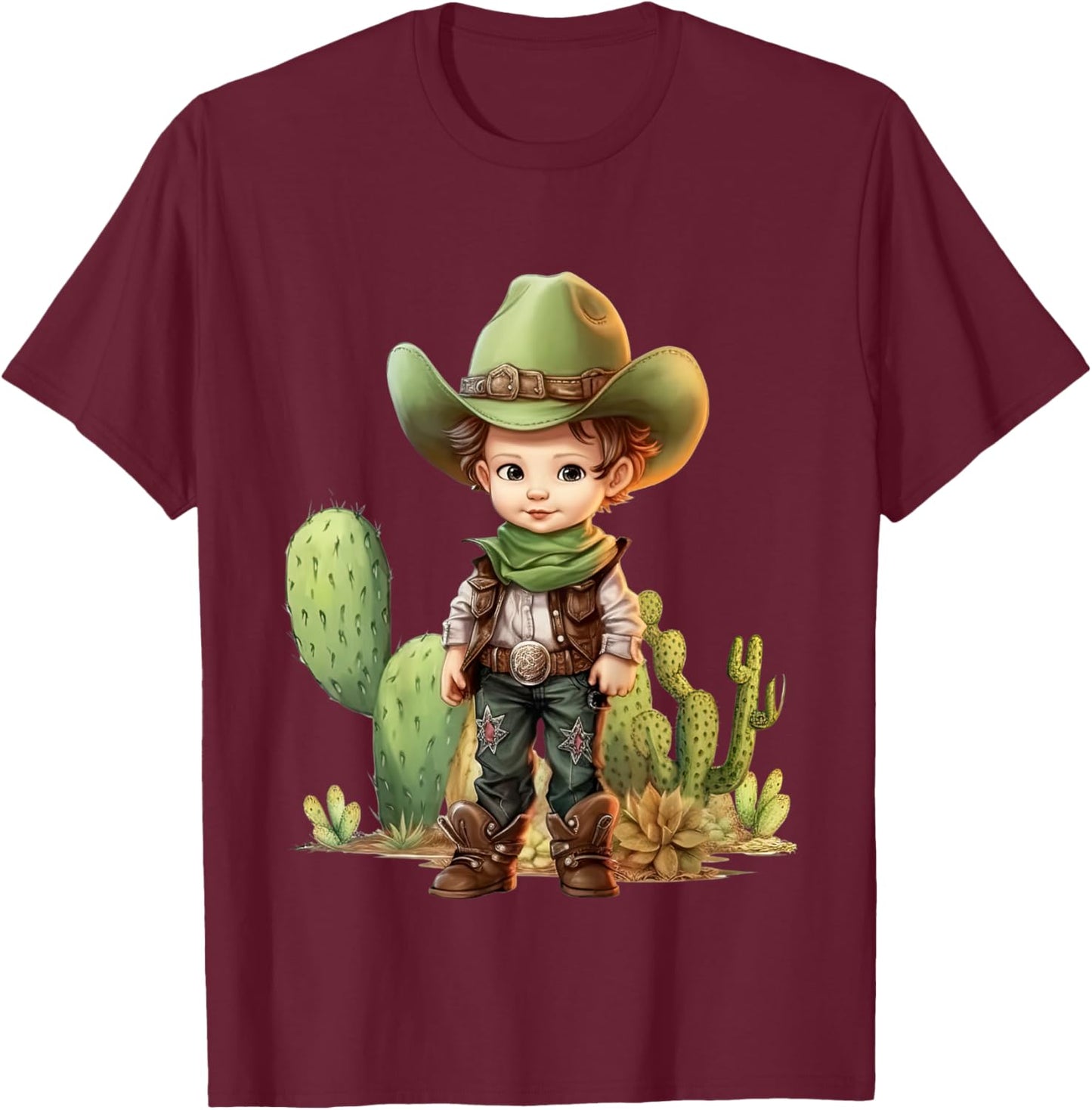 Kids Little Buckaroo Cowboy T-Shirt - T-Shirt | Maroon
