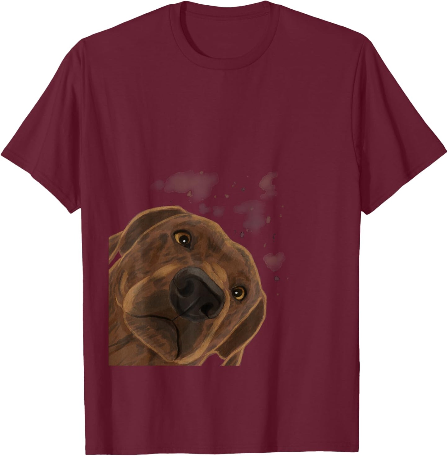 Plott Hound Geschenke Funny Curious Dog - Women's Black Cartoon Dog Pattern Casual Humorous Modern - Small T-Shirt - T-Shirt | Maroon