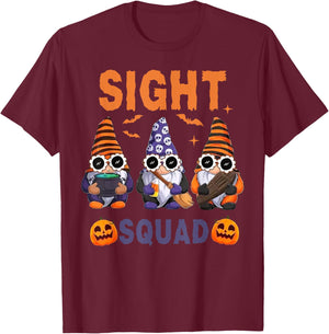 Sight Squad Gnomes Halloween Optometry Technician Eye Doctor T-Shirt - T-Shirt | Maroon
