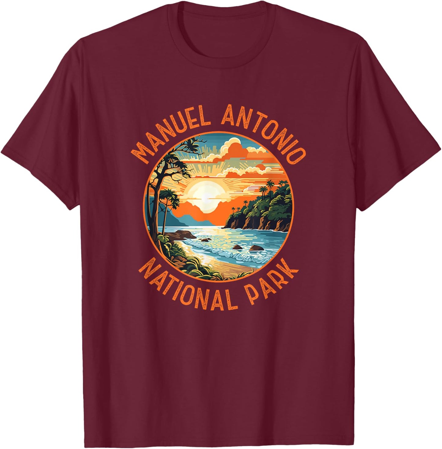 Manuel Antonio National Park Retro Distressed Circle T-Shirt - T-Shirt | Maroon