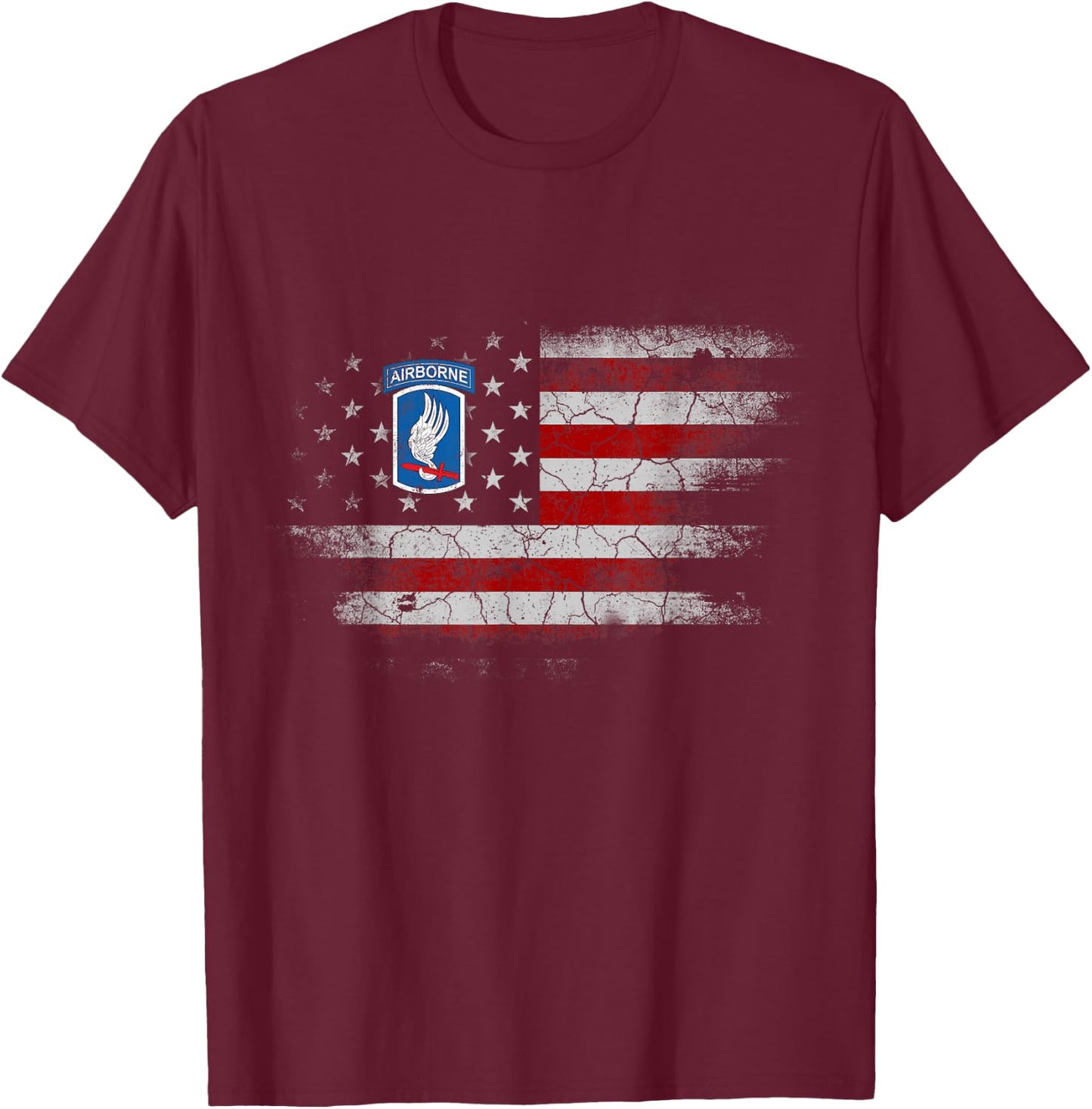 173rd Airborne Brigade US Flag Shirt Airborne Paratrooper T-Shirt - T-Shirt | Maroon