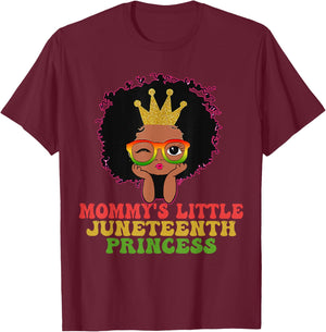 Mommy's Little Juneteenth Princes Celebrate Black Girl Kid T-Shirt - T-Shirt | Maroon