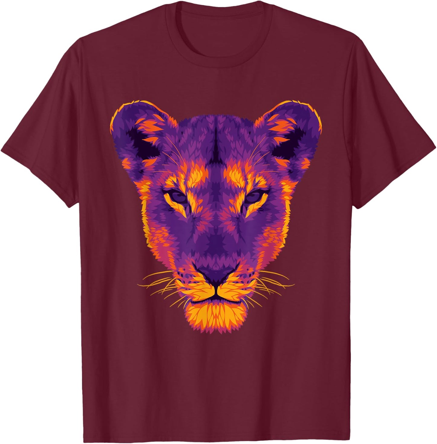 The Dark Lioness Beautiful Animal and Nature Art T-Shirt - T-Shirt | Maroon