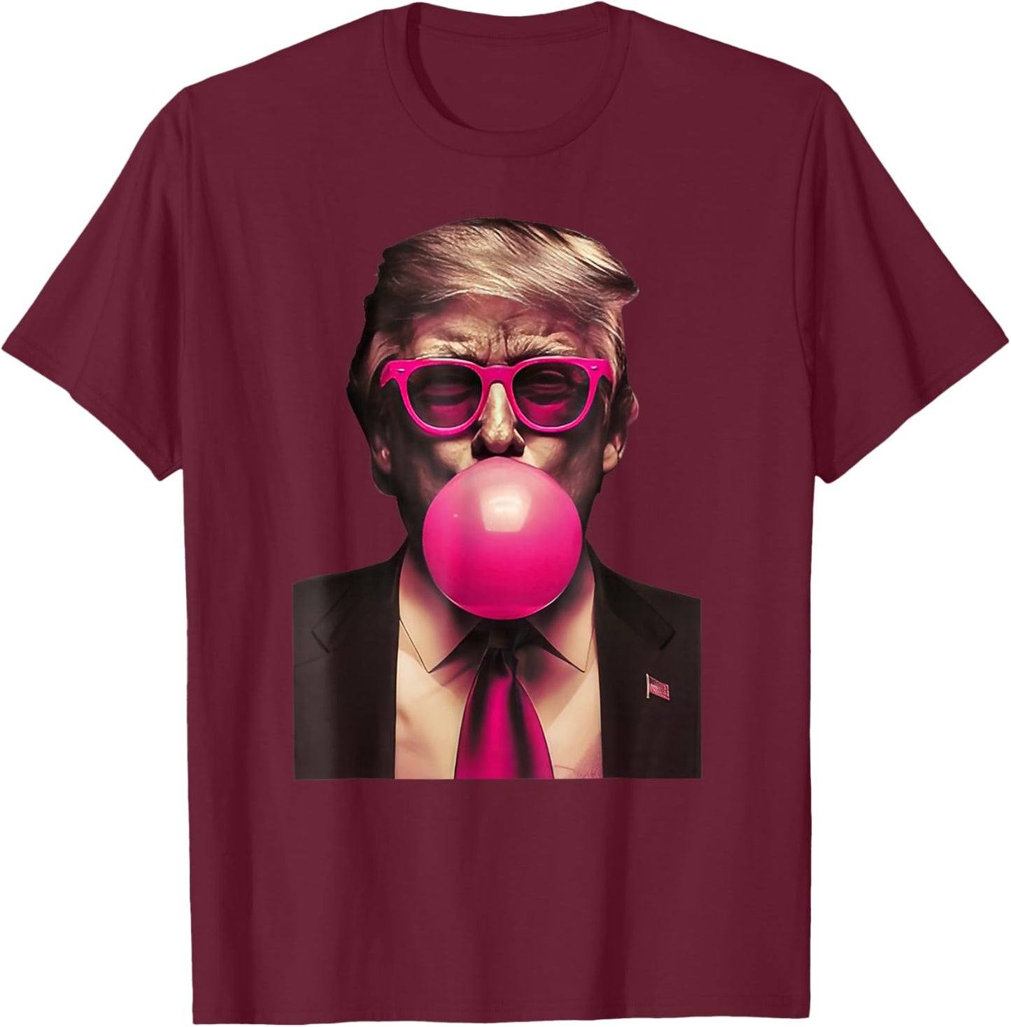 Trump Bubble Gum Funny T-Shirt - T-Shirt | Maroon