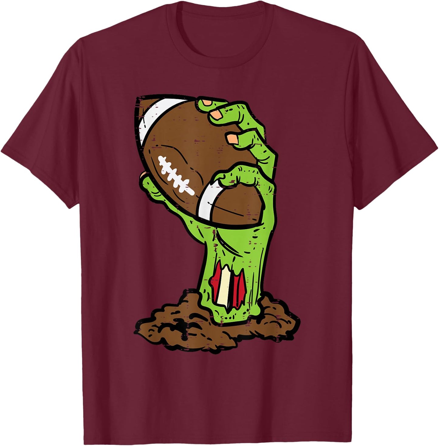 Halloween Zombie Hand Football Costume Men Boys Kids Youth T-Shirt - T-Shirt | Maroon