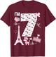 Paris 7th Birthday Girl Paris 7 Year Old Matching Family T-Shirt - T-Shirt | Maroon