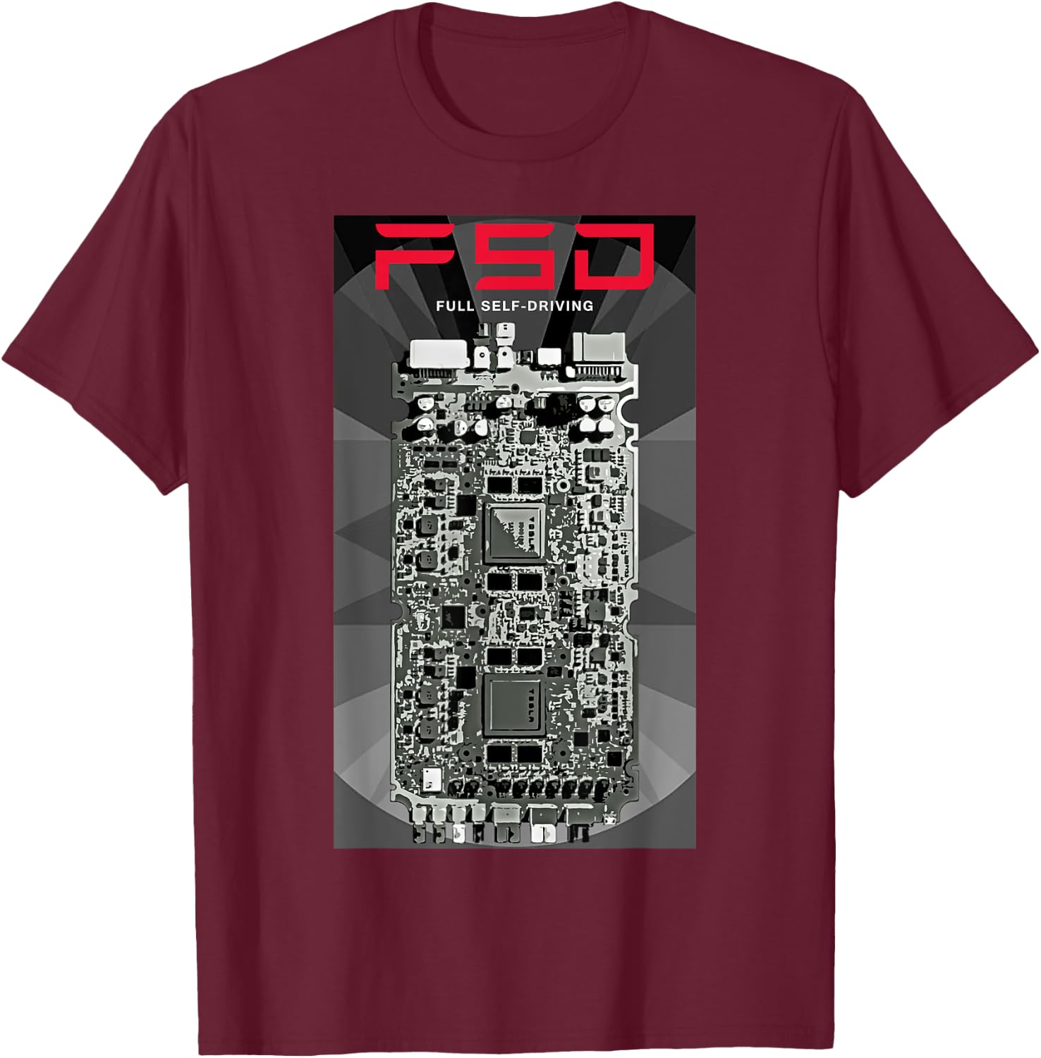 Full Self-Driving FSD - Autonomous Autopilot Hardware Chip T-Shirt - T-Shirt | Maroon