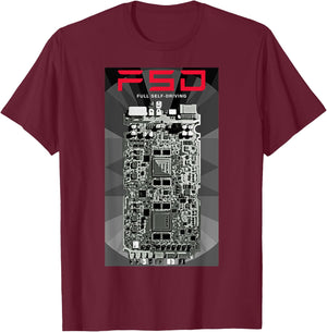 Full Self-Driving FSD - Autonomous Autopilot Hardware Chip T-Shirt - T-Shirt | Maroon