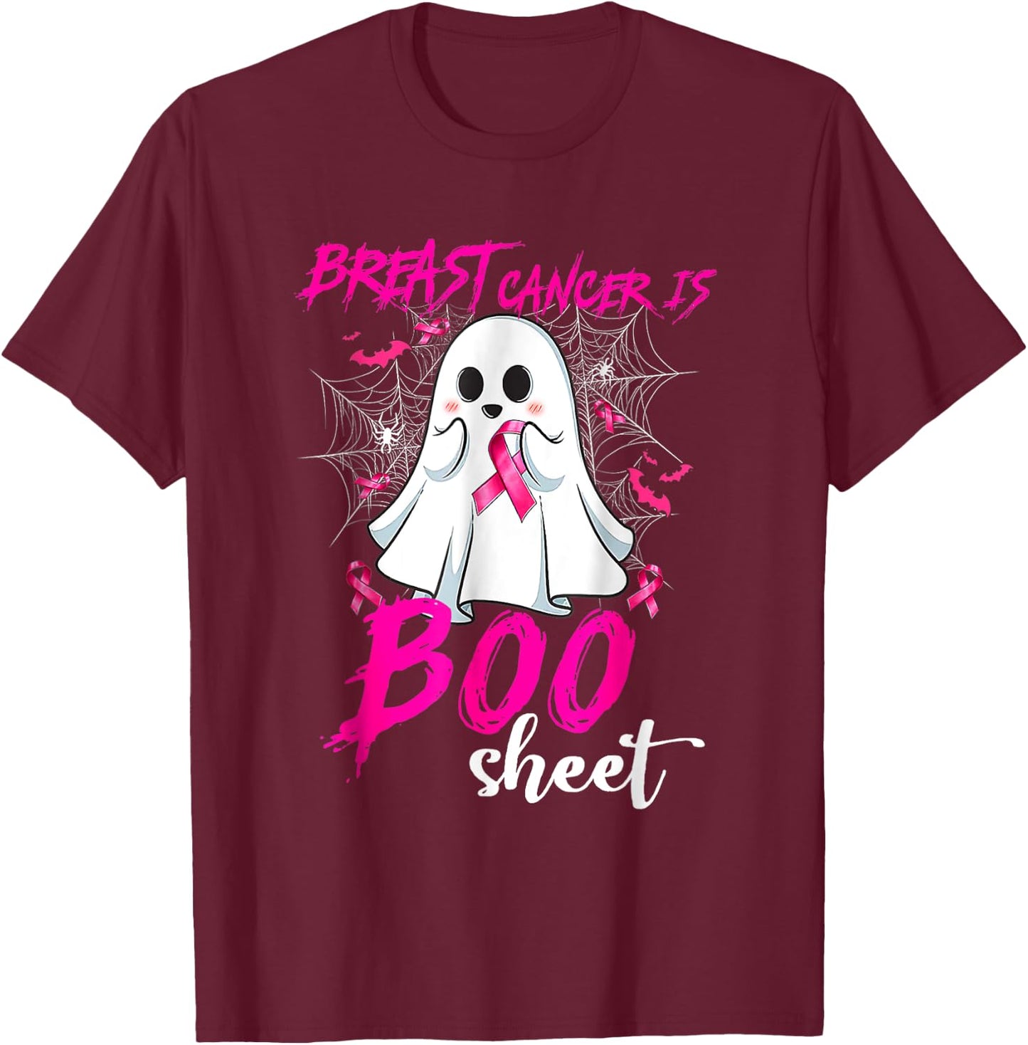 Breast Cancer Is Boo Sheet Halloween Breast Cancer awareness T-Shirt - T-Shirt | Maroon