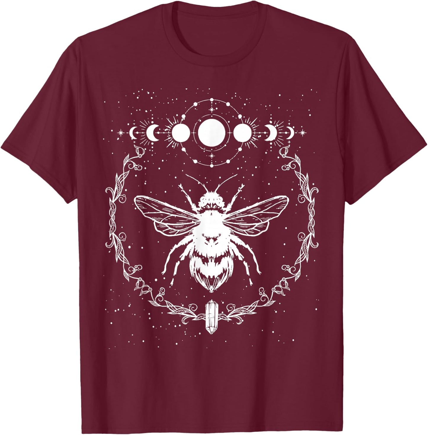 Bee Moon Phases, Crystals Gothic Punk Style Honey Original T-Shirt - T-Shirt | Maroon