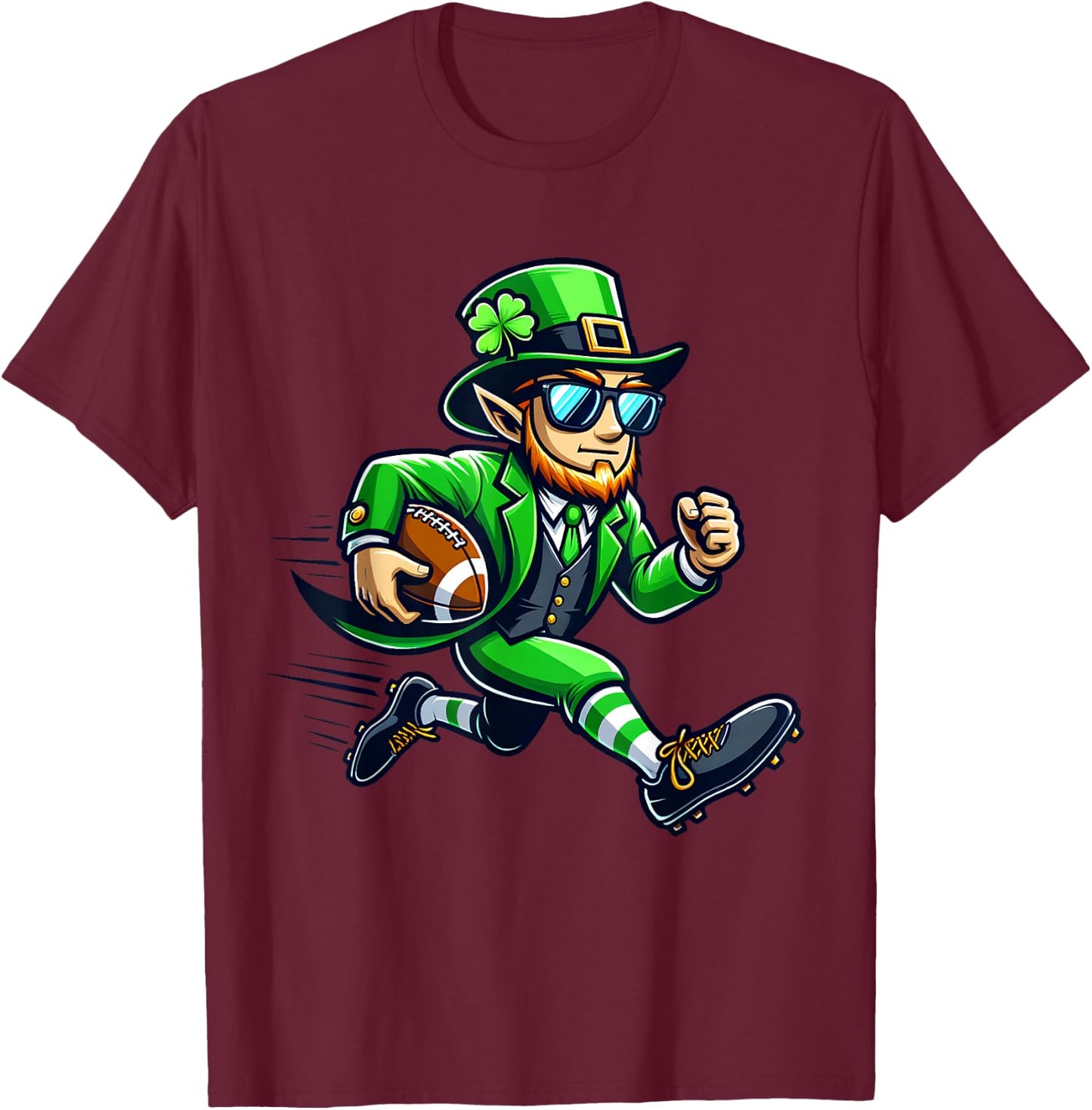 Leprechaun Playing Football St Patricks Day Sport Boys T-Shirt - T-Shirt | Maroon
