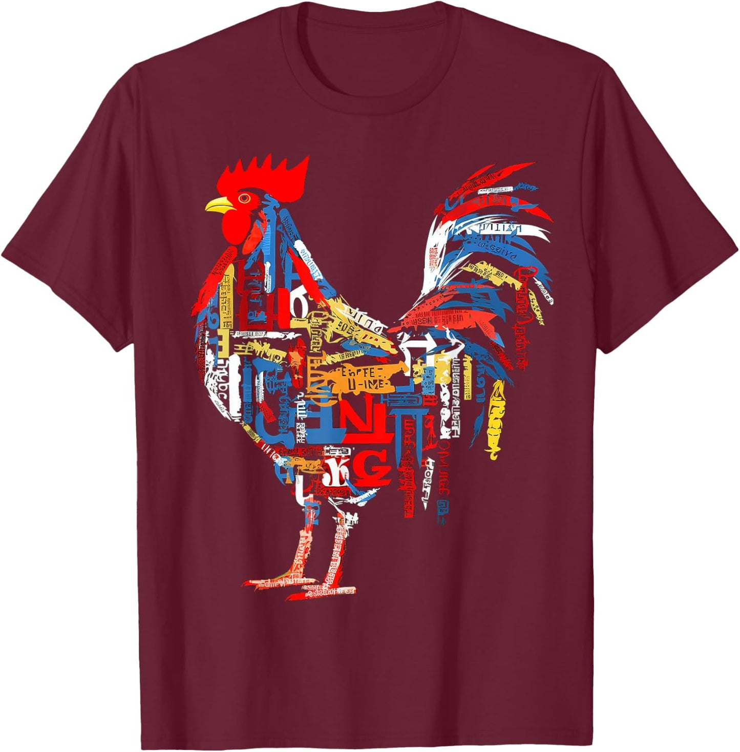 @n!mal Chicken Farm Text Colorful Art Abstract Graphic Chicken , Small T-Shirt - T-Shirt | Maroon