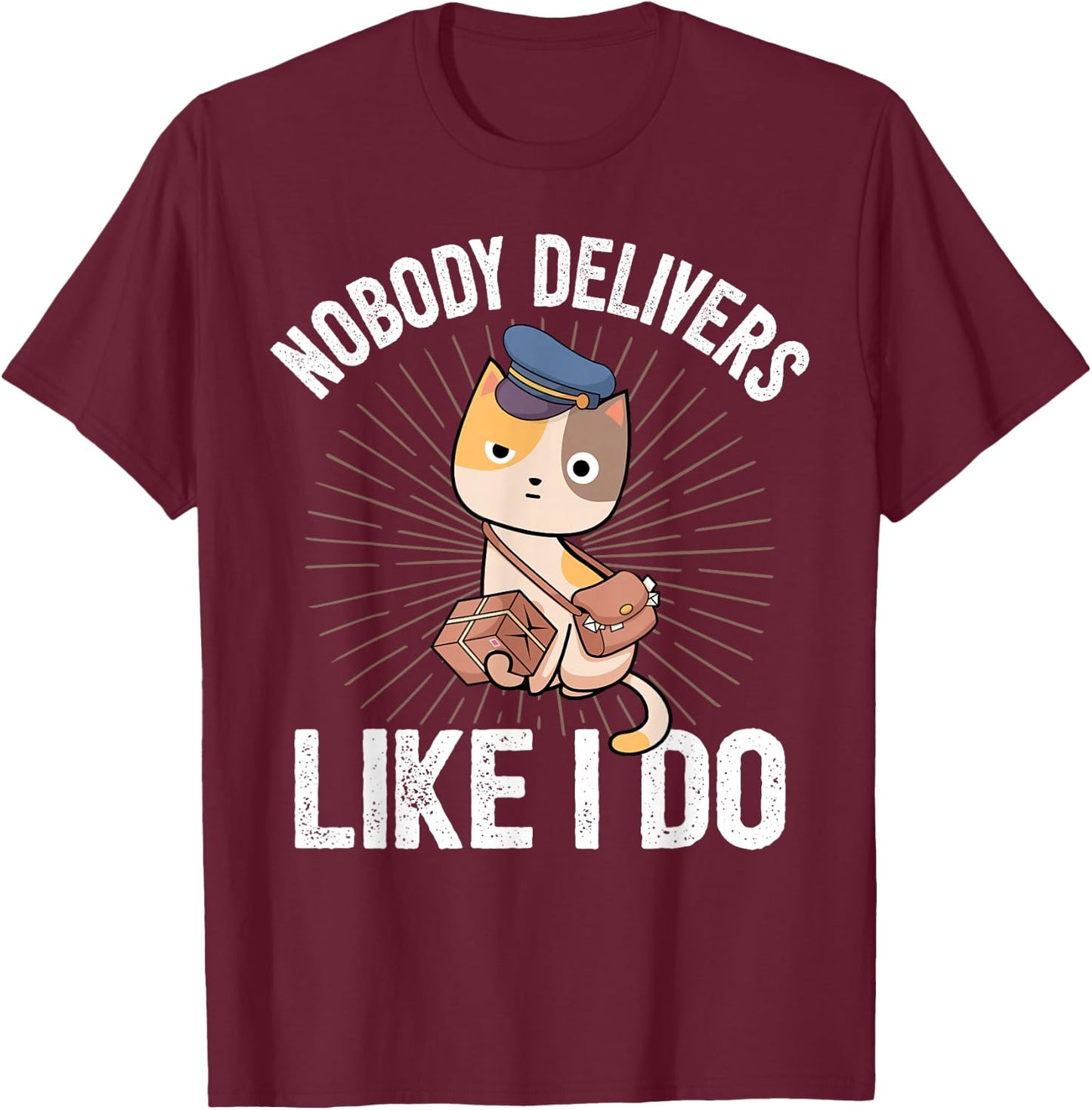 Letter Carrier Gifts & Postal Service Postman Mailman Mail Package Deliver Funny Cat I Deliverer Black Small T-Shirt - T-Shirt | Maroon