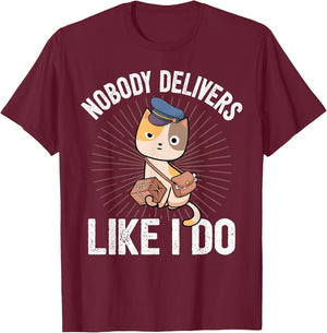 Letter Carrier Gifts & Postal Service Postman Mailman Mail Package Deliver Funny Cat I Deliverer Black Small T-Shirt - T-Shirt | Maroon