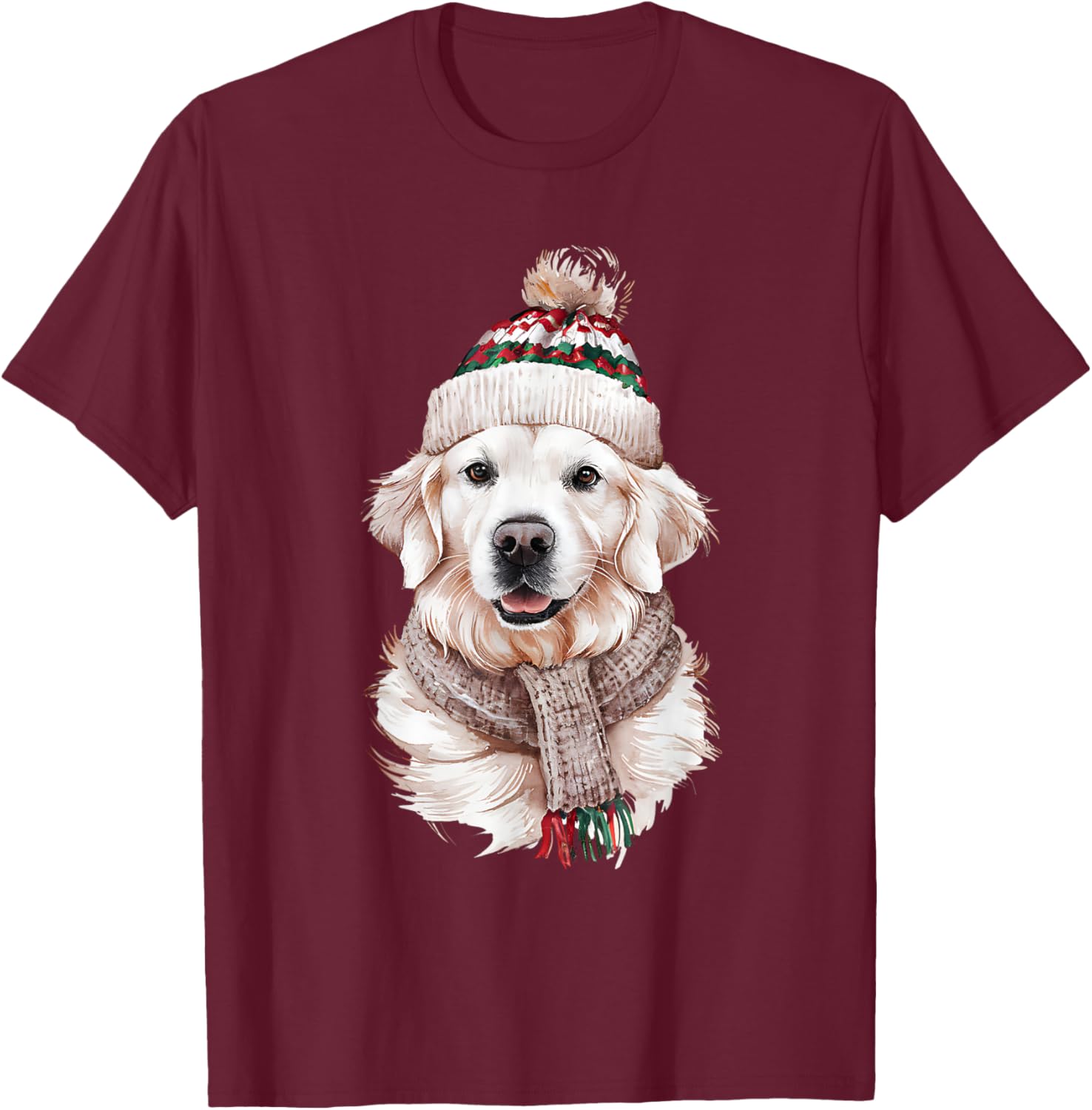 White English Cream Golden Retriever Mom Dog Puppy Christmas Men Women Kids T-Shirt - T-Shirt | Maroon