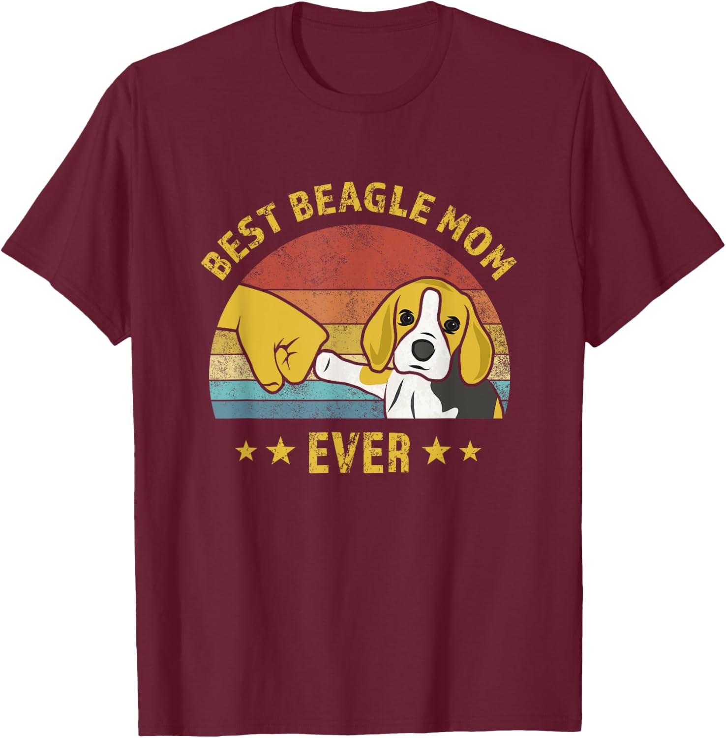 Cute Best Beagle Mom Ever Vintage Puppy Lover Design T-Shirt - T-Shirt | Maroon