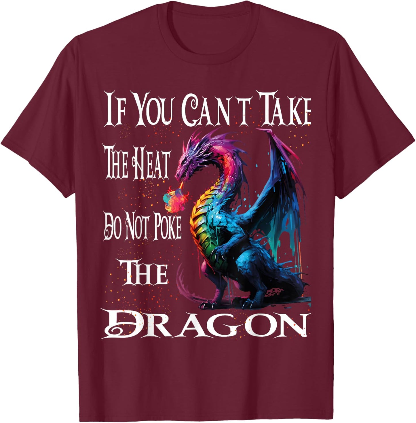 Flying Mythical Creature Cool Dragon Flame-Spewing Dragon T-Shirt - T-Shirt | Maroon