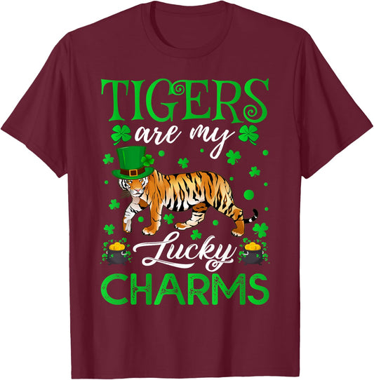 Tigers Are My Lucky Charms Tiger St. Patrick's Day T-Shirt - T-Shirt | Maroon
