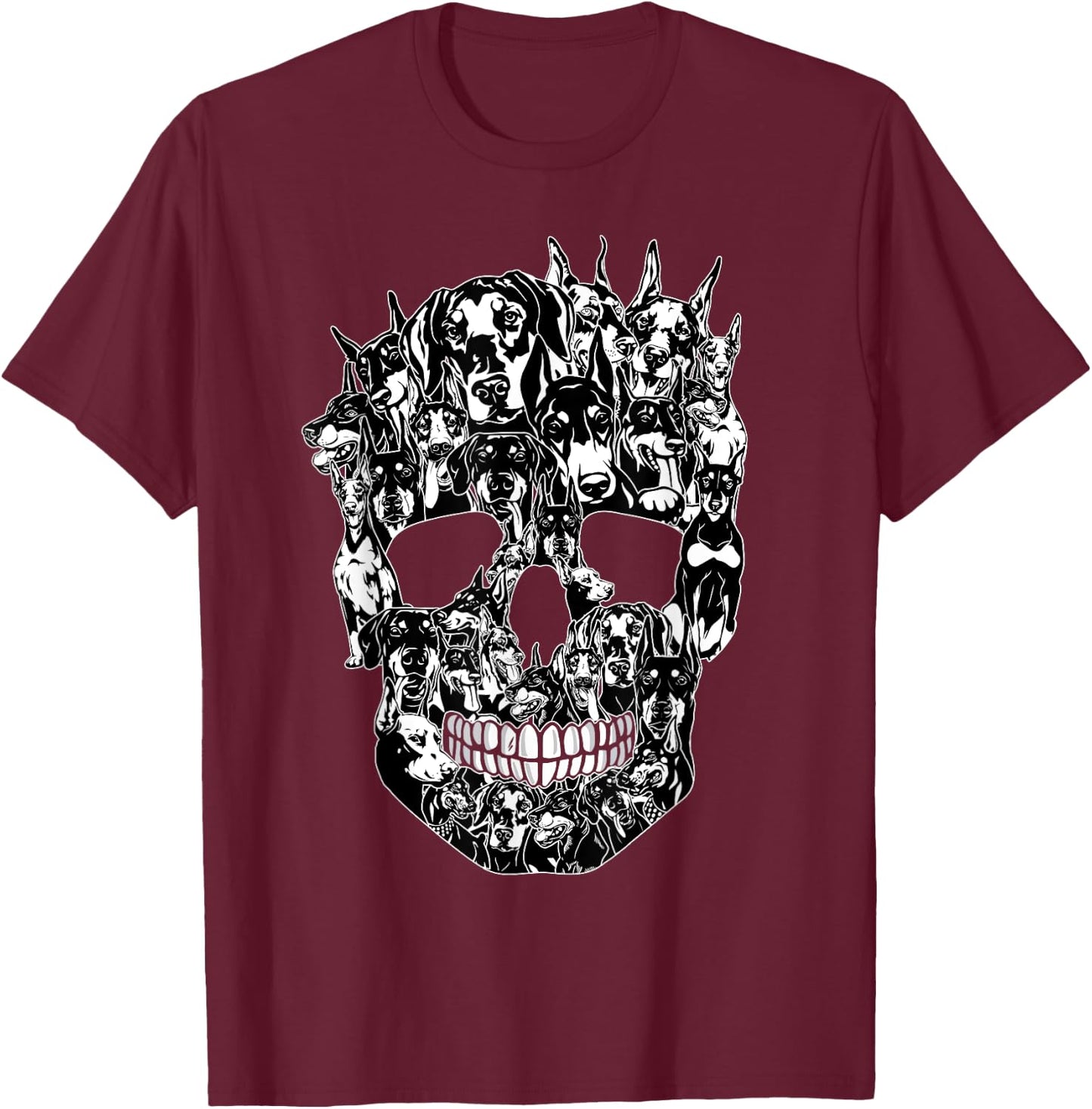 Funny Dog Lover Doberman Skull Halloween Costume T-Shirt - T-Shirt | Maroon