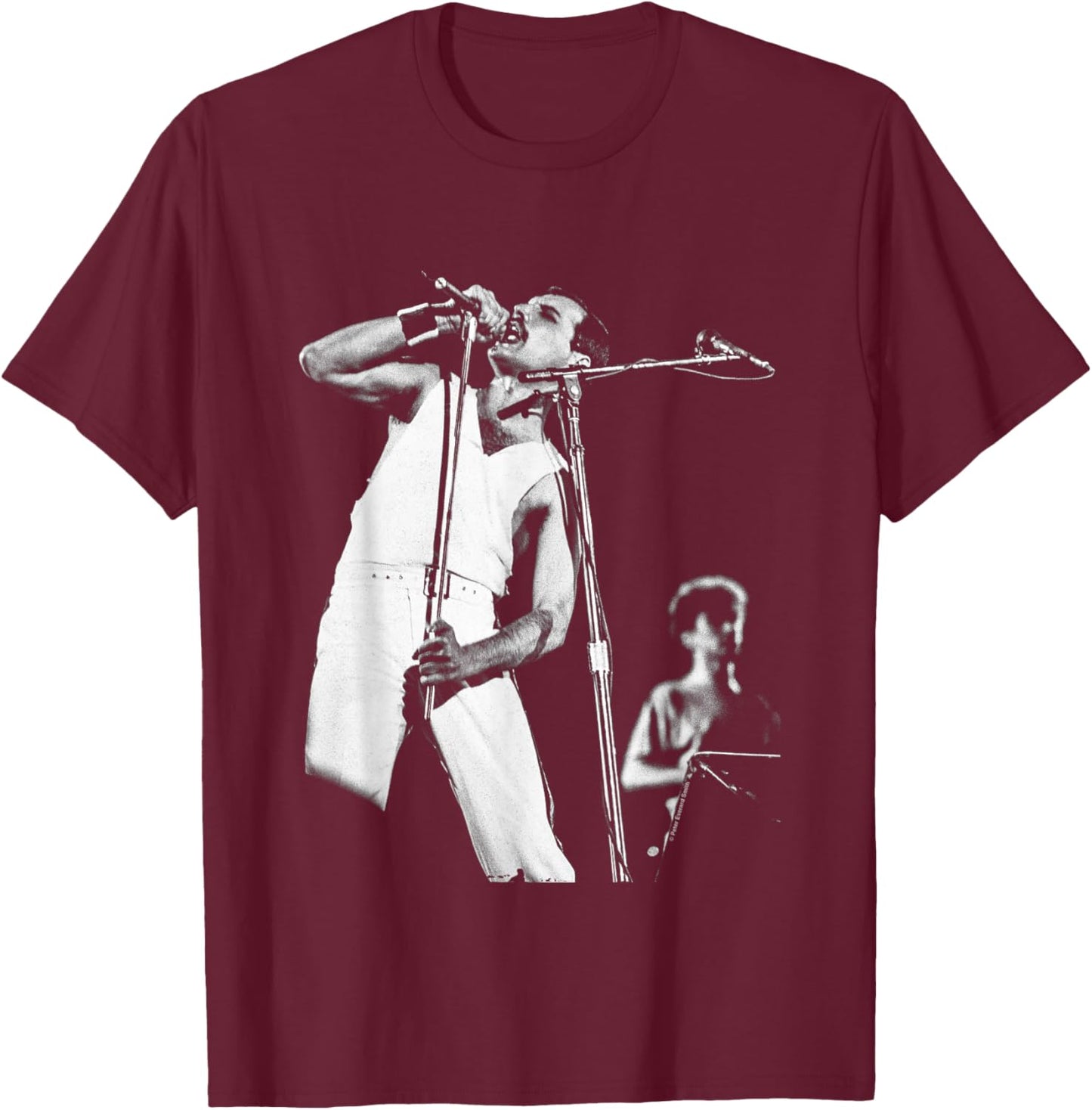 Freddie Mercury John Deacon Queen On Stage By Everard Smith T-Shirt - T-Shirt | Maroon