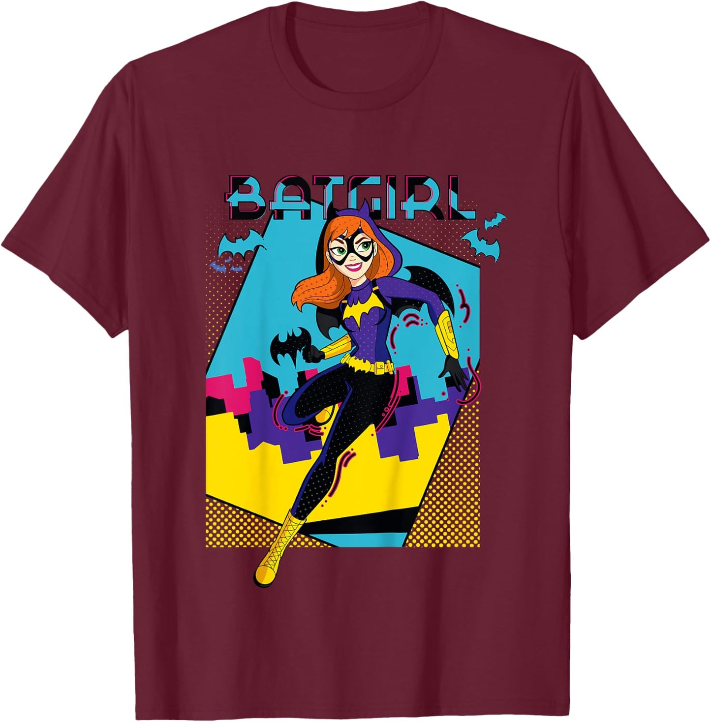 DC Kids Super Hero Girls Batgirl Pop Wow Framed T-Shirt - T-Shirt | Maroon