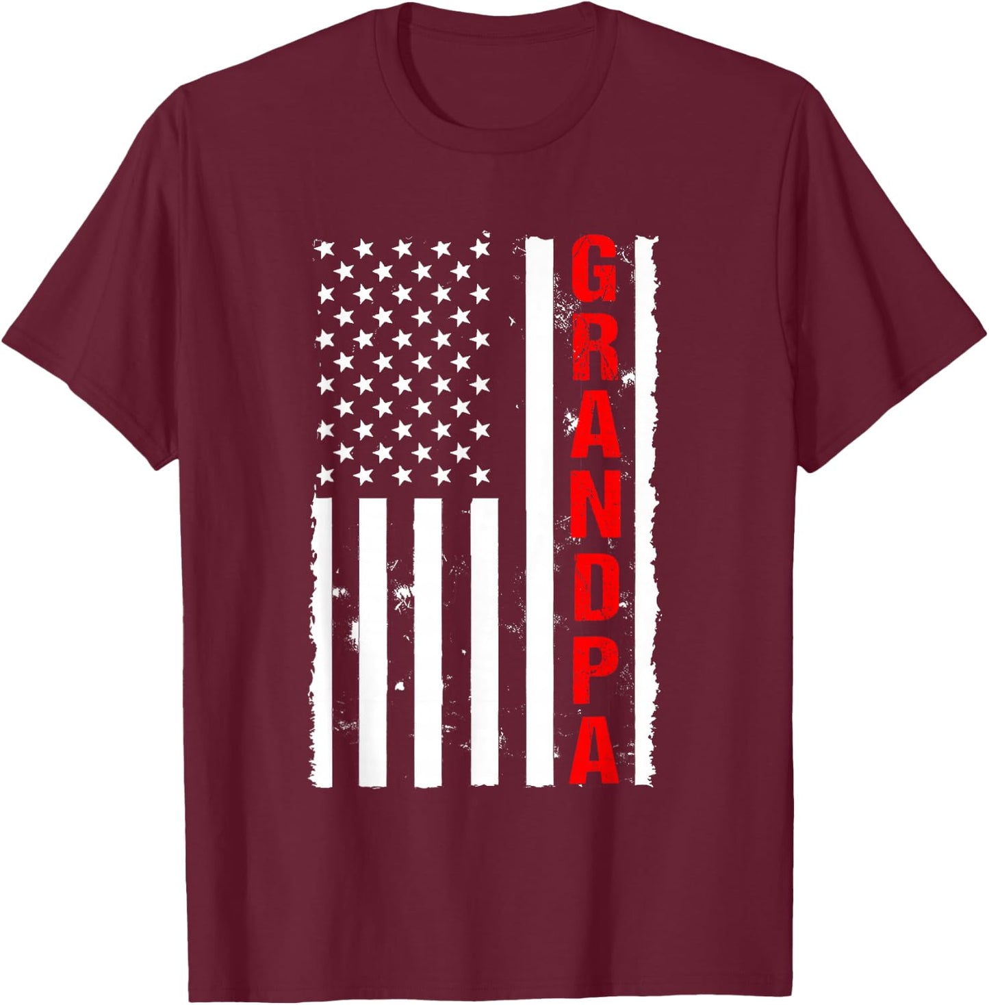 Grandpa USA Flag Firefighter Thin Red Line Fireman Gift T-Shirt - T-Shirt | Maroon