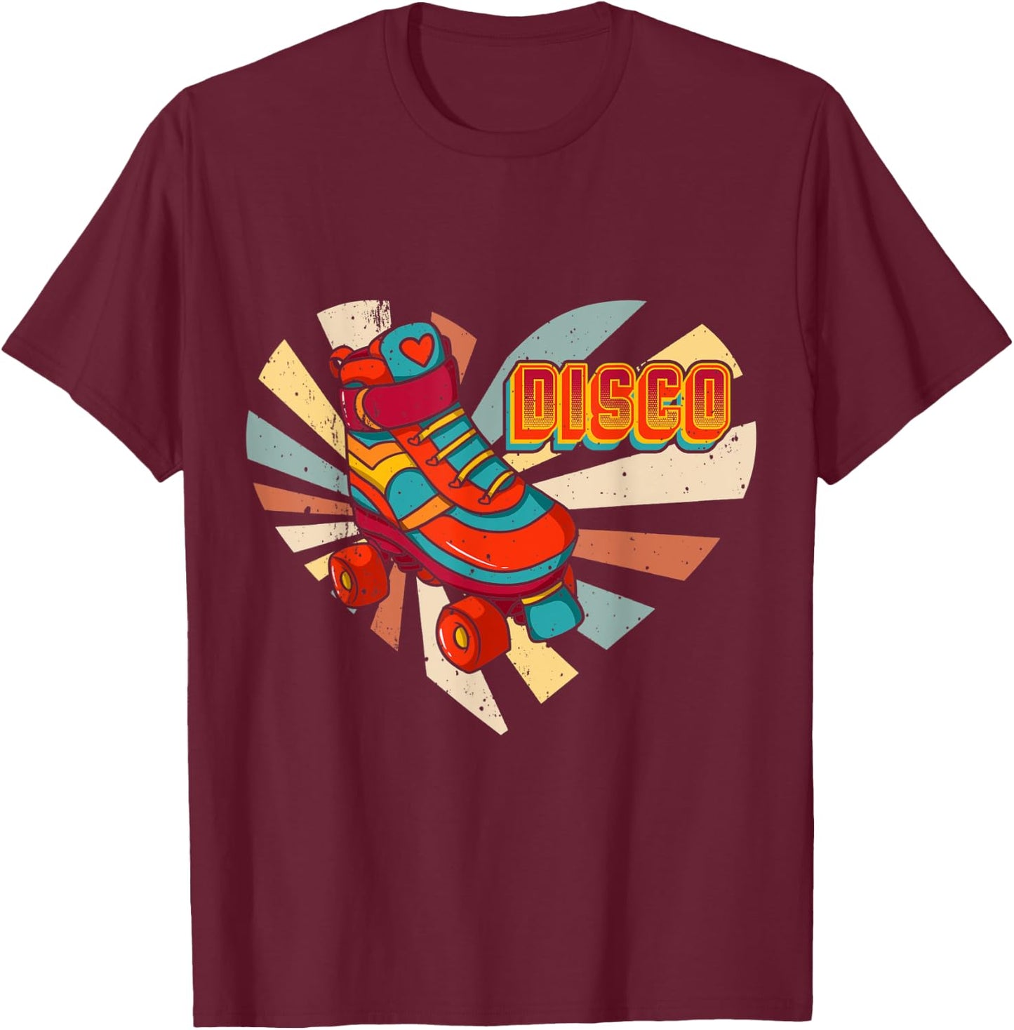 Disco Roller Love Vintage Skates Derby Skating Heart Gift T-Shirt - T-Shirt | Maroon