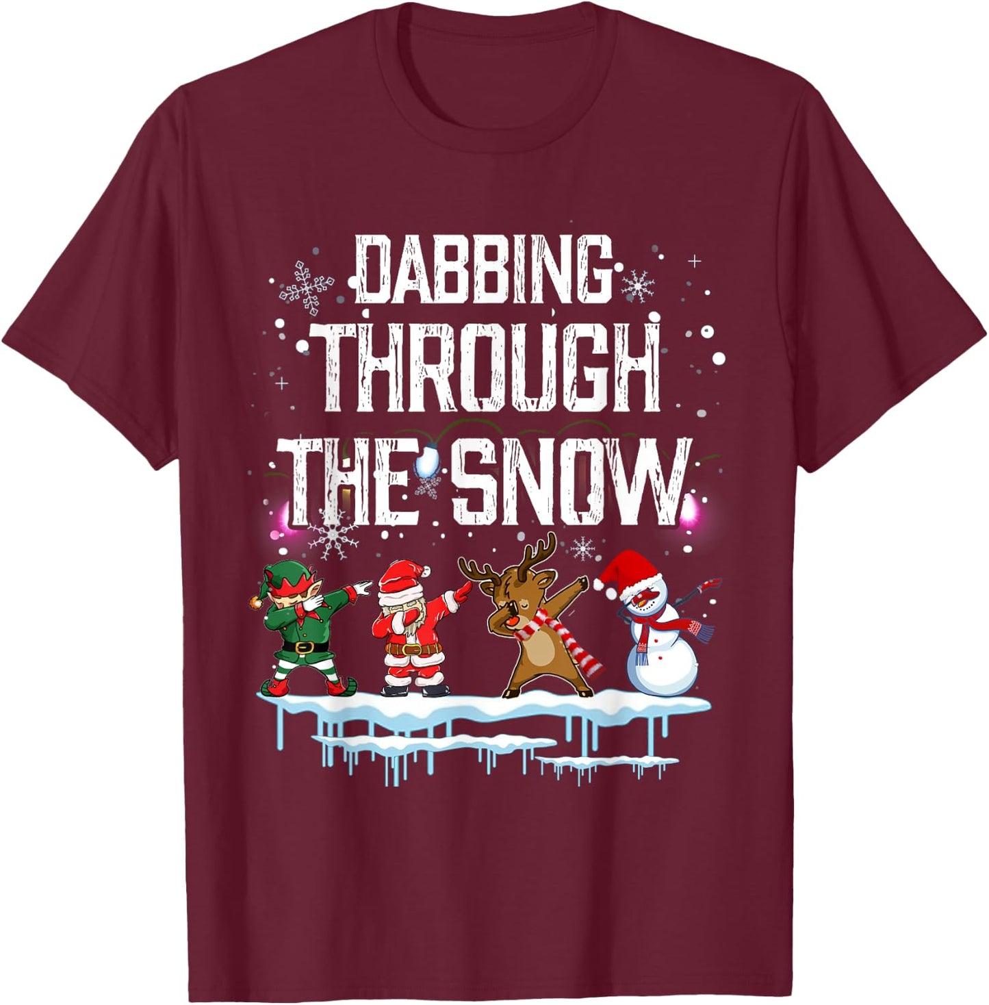 Santa Dabbing Through the Snow T-Shirt - T-Shirt | Maroon