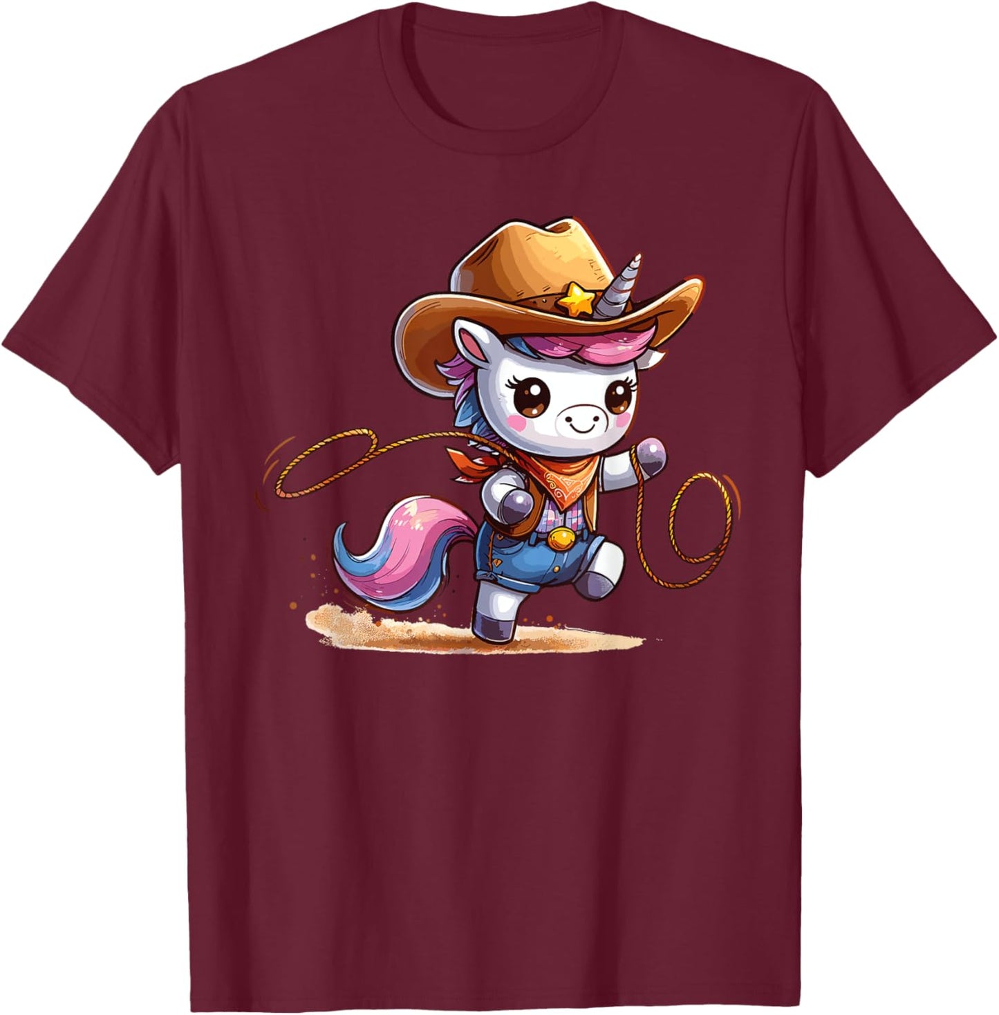 Western Rodeo Cowboy Hat Unicorn Texas Animals T-Shirt - T-Shirt | Maroon