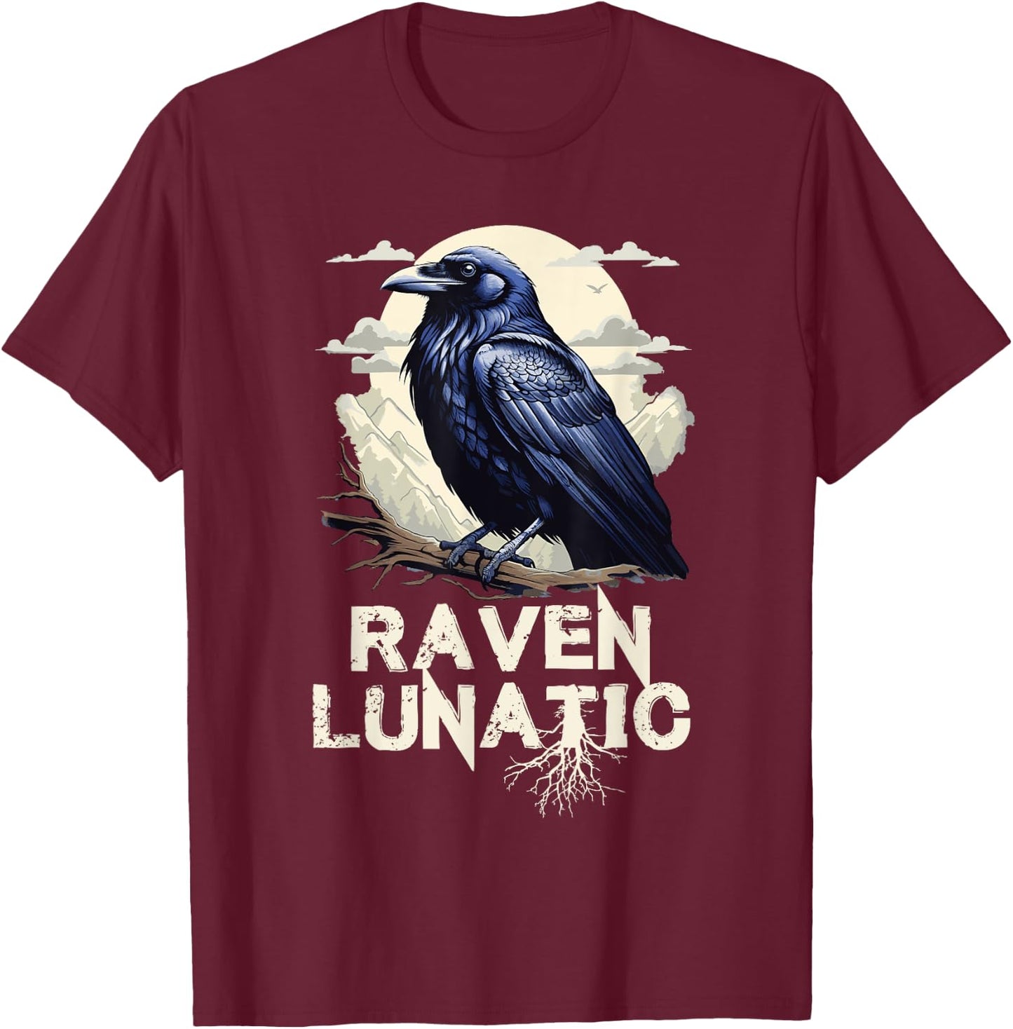 Moon Raven Lunatic Mythical Black Raven Costume Bird lover T-Shirt - T-Shirt | Maroon