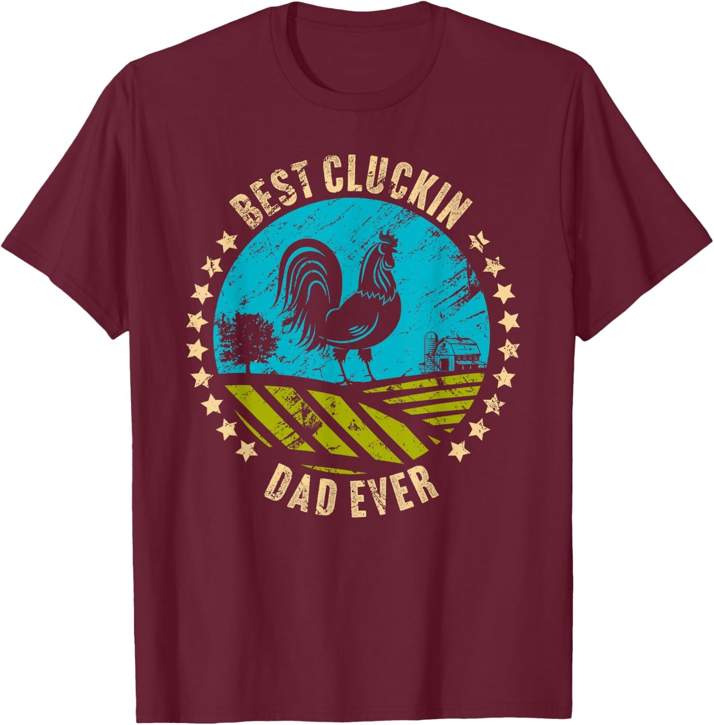 Chicken Farmer Farm Rooster for Dad Father Grandpa Papa T-Shirt - T-Shirt | Maroon