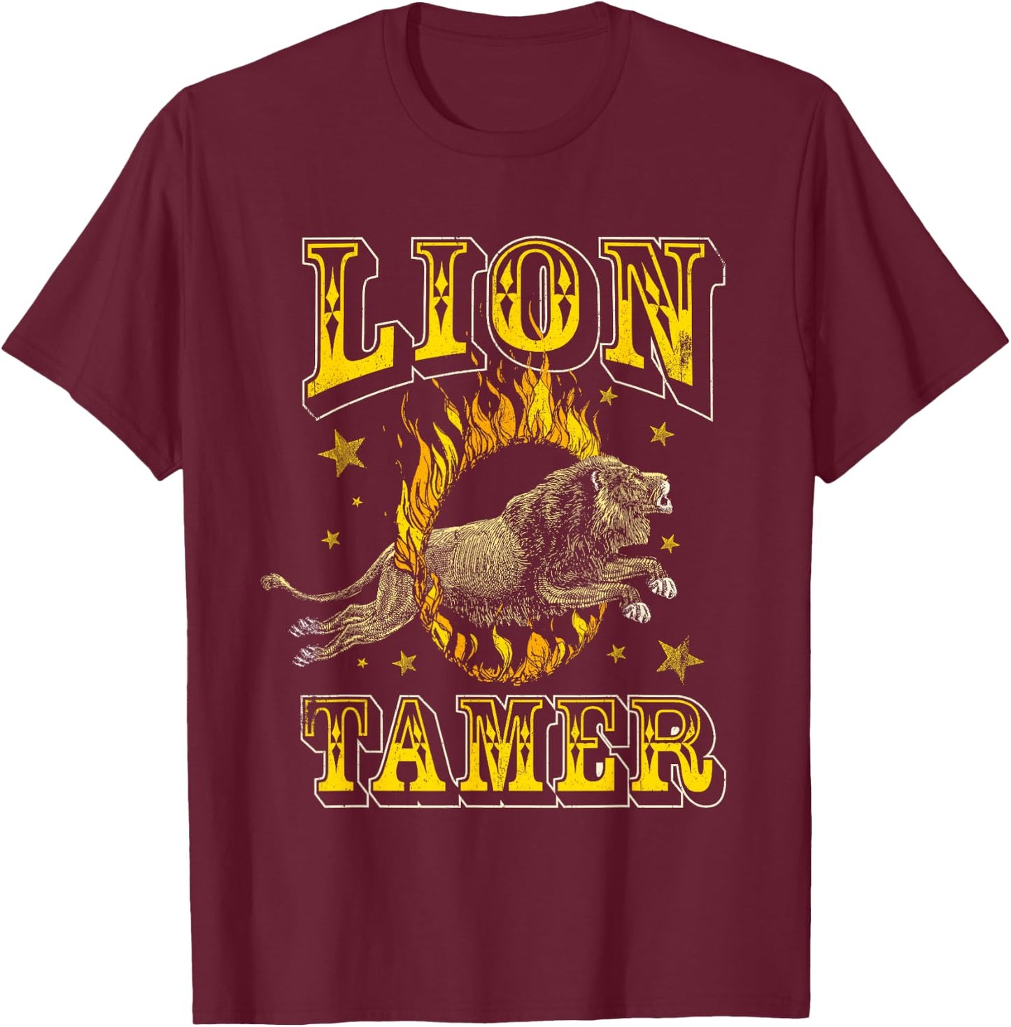Circus Staff Lion Tamer Vintage Carnival Costume Theme Party T-Shirt - T-Shirt | Maroon