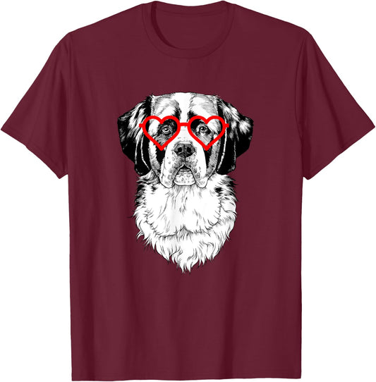 Saint Bernard Valentines Day Dog mom Dog Lover T-Shirt - T-Shirt | Maroon