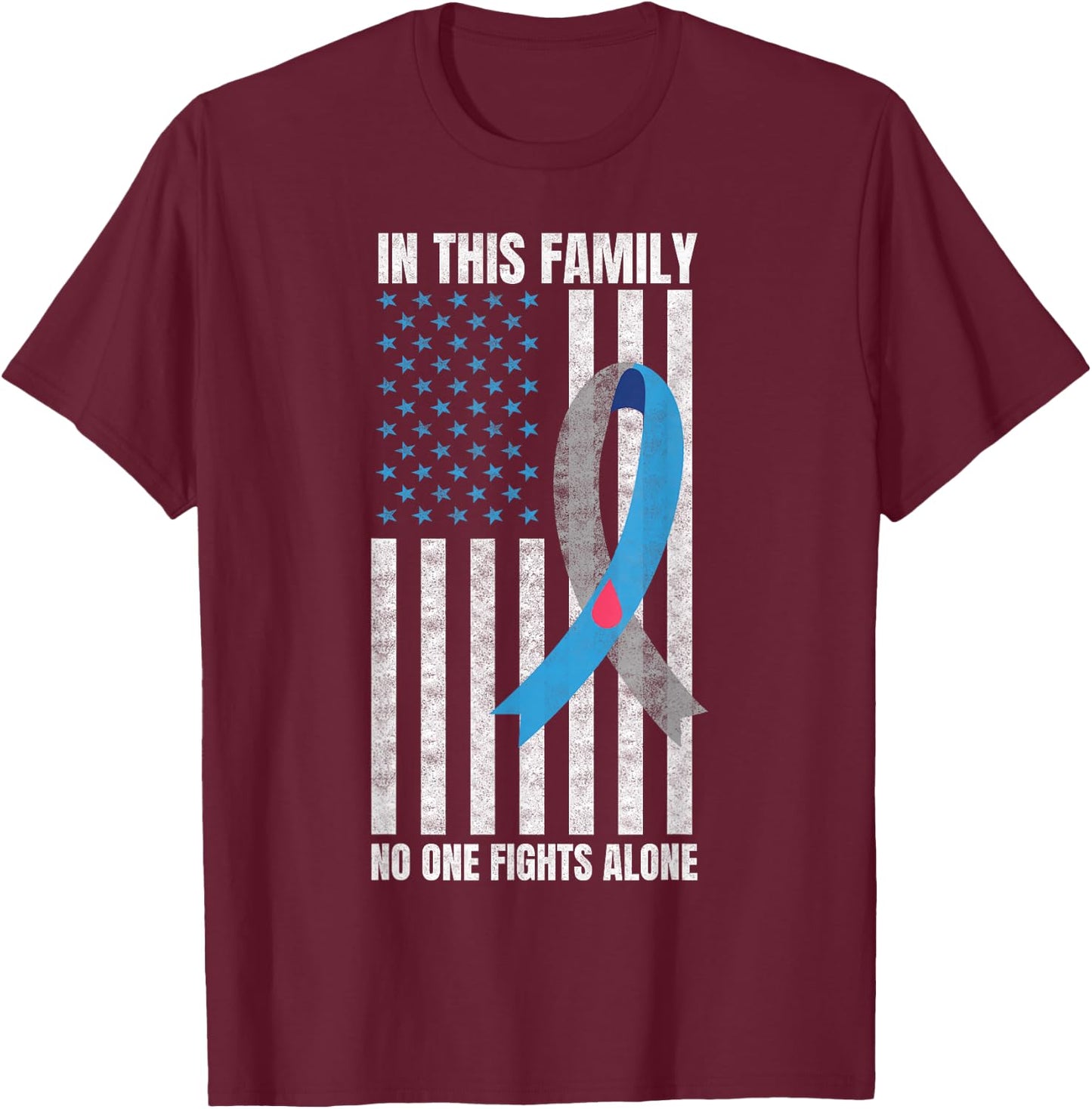 USA Flag Diabetes Type 1 Awareness T-Shirt - T-Shirt | Maroon