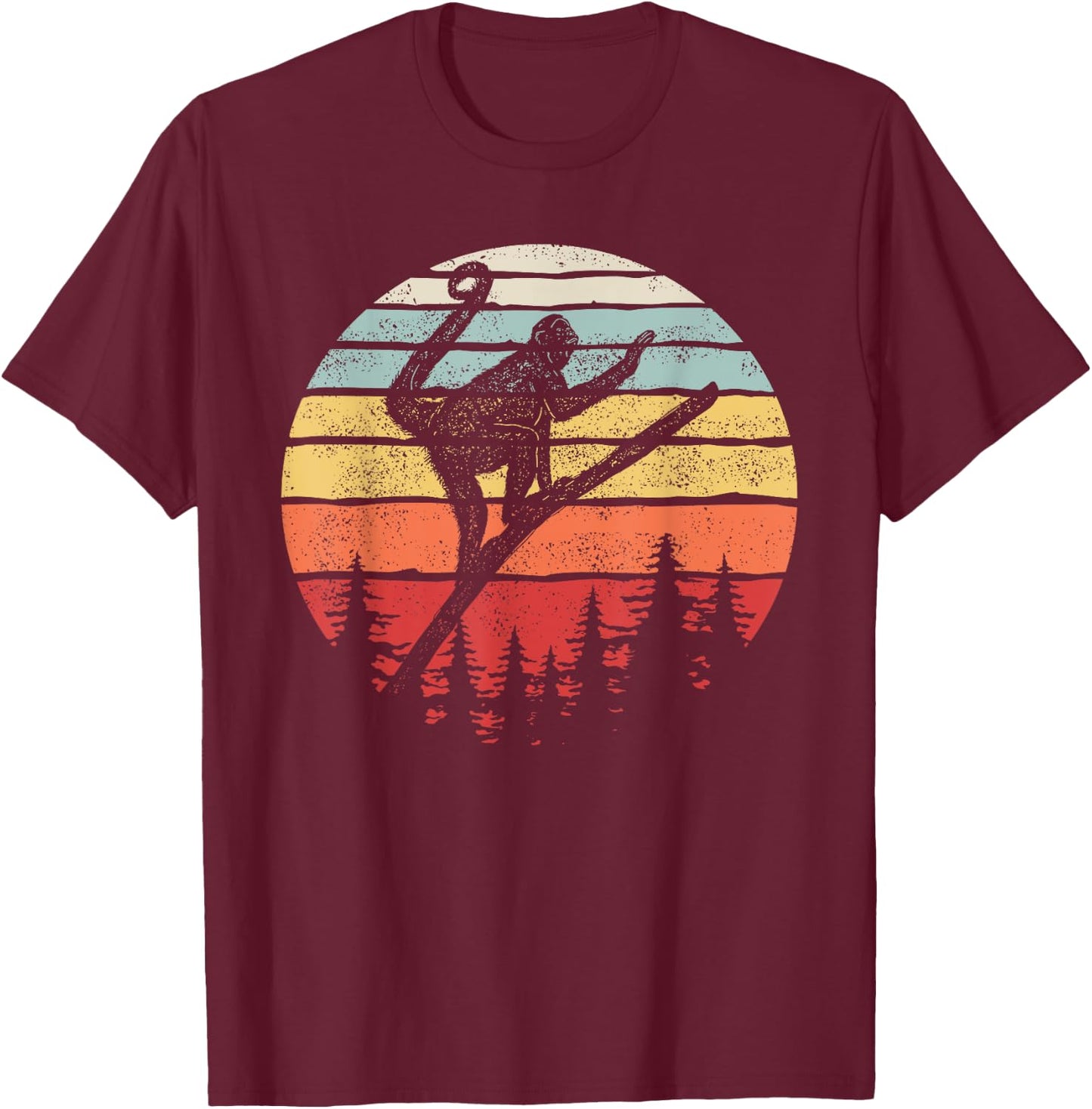 Vintage Retro Spider Monkey T-Shirt - T-Shirt | Maroon
